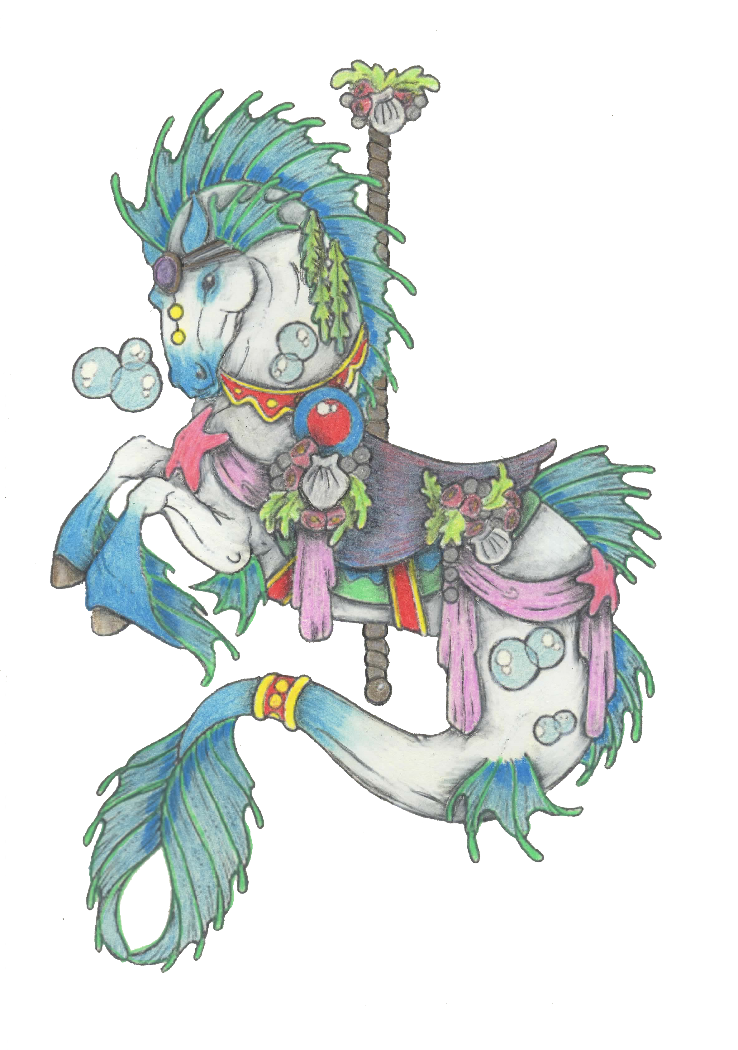 Carousel Horse Colored Pencil - Horse (2544x3504)