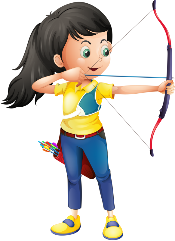Buy A Young Girl Playing Archery By Interactimages - Kids Archery Clipart (582x800)