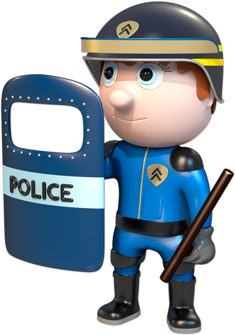 Police Clipart For Kid - Riot Police Cartoon Png (347x490)