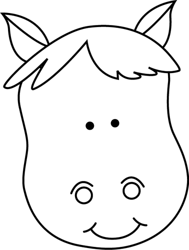Black And White Horse Head Clip Art - Horse Head Black And White (378x500)