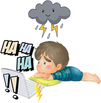 A Person In Michael's School Sends Nasty Messages, - Cartoon (345x423)