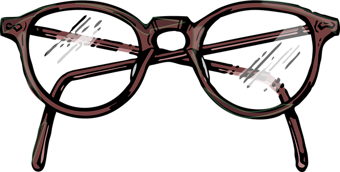 Specs Glasses Spectacles Eyes Brown Frames - Glasses Drawing Png (672x340)