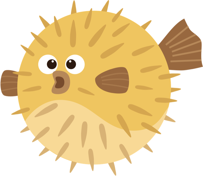 Limited Puffer Fish Cartoon - Pufferfish Cartoon (800x693)