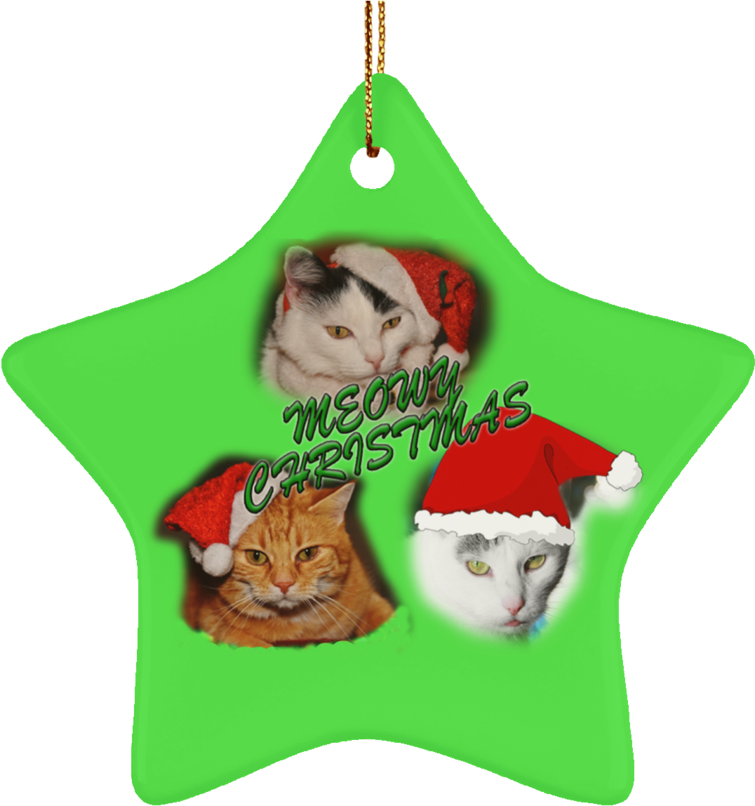 Meowy Christmas Cats Tree Ornaments Crafted Ceramic - Weihnachtskarte Karte (1155x1155)
