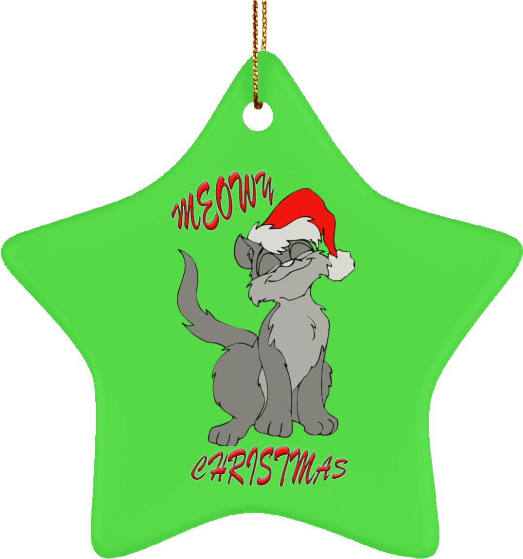 Meowy Cat Christmas Tree Ornament Green Round Oval - Christmas Ornament (1155x1155)
