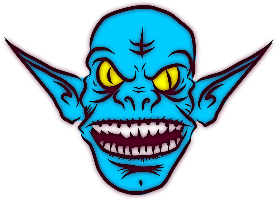 Horror Clipart Halloween Monster - Goblin Face Png (960x693)