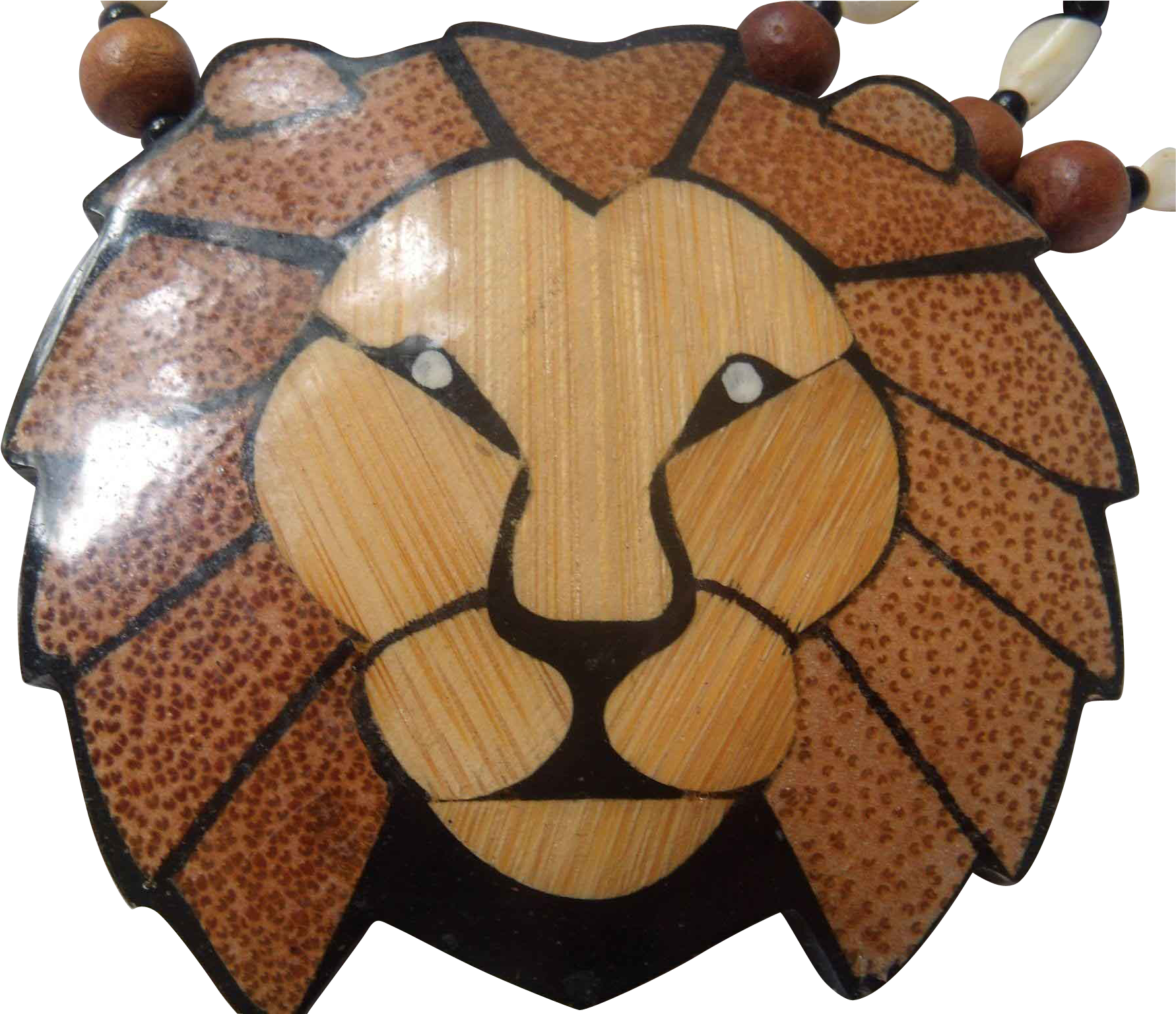 Inlaid Wood & Mother Of Pearl Lion Necklace From Antiquelyourfancy - Inlaid Wood & Mother Of Pearl Lion Necklace (1781x1781)