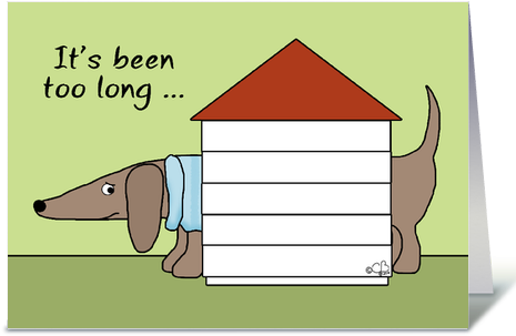 Missing You-dachshund In Dog House - Cartoon (480x311)