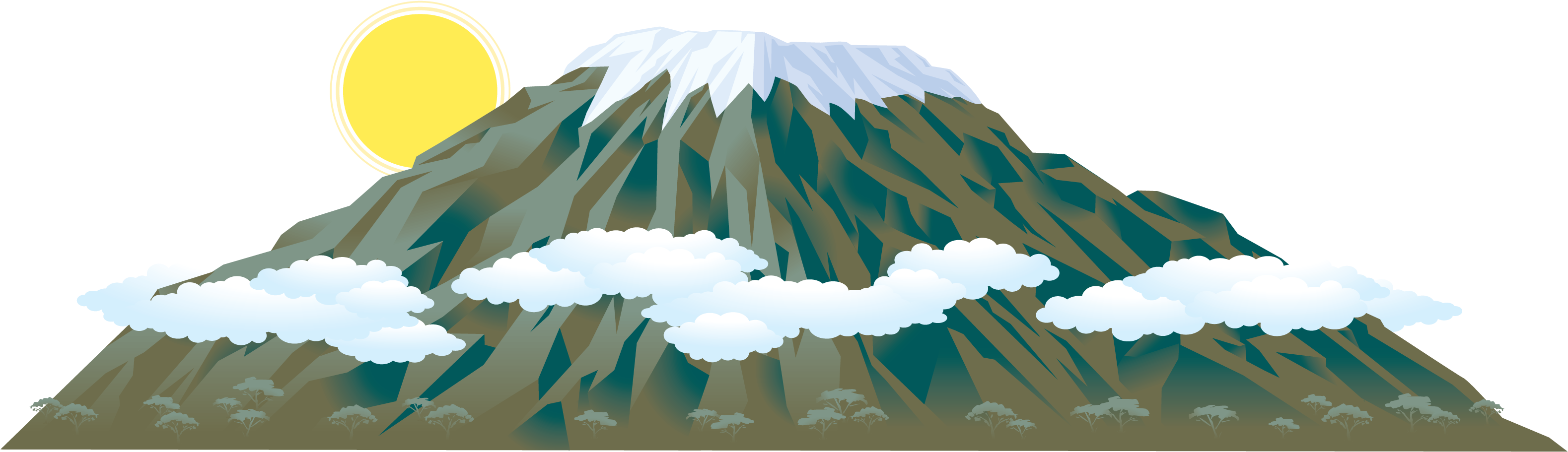 Mountain Clipart Kilimanjaro - Mount Kilimanjaro Clipart (3344x1088)