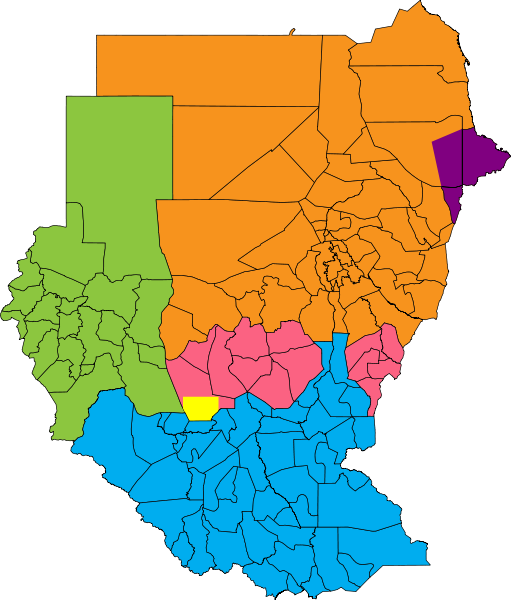 Zones Of Tension In Sudan Orange - Map Of Sudan Provinces (511x600)