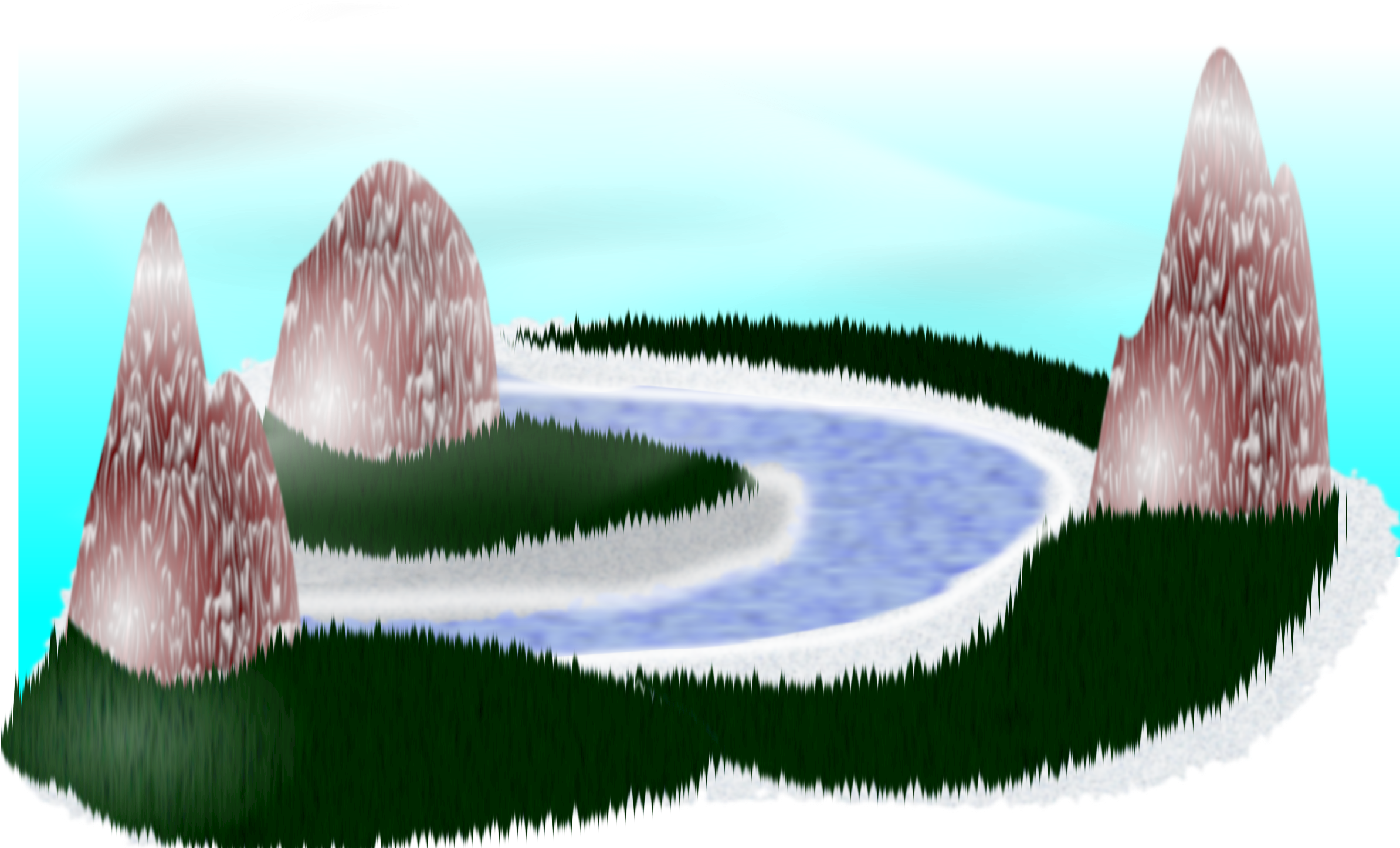 Scenery Clipart Simple - Gambar Pemandangan Dengan Berbagai Shapes Atau Clip (2400x1490)