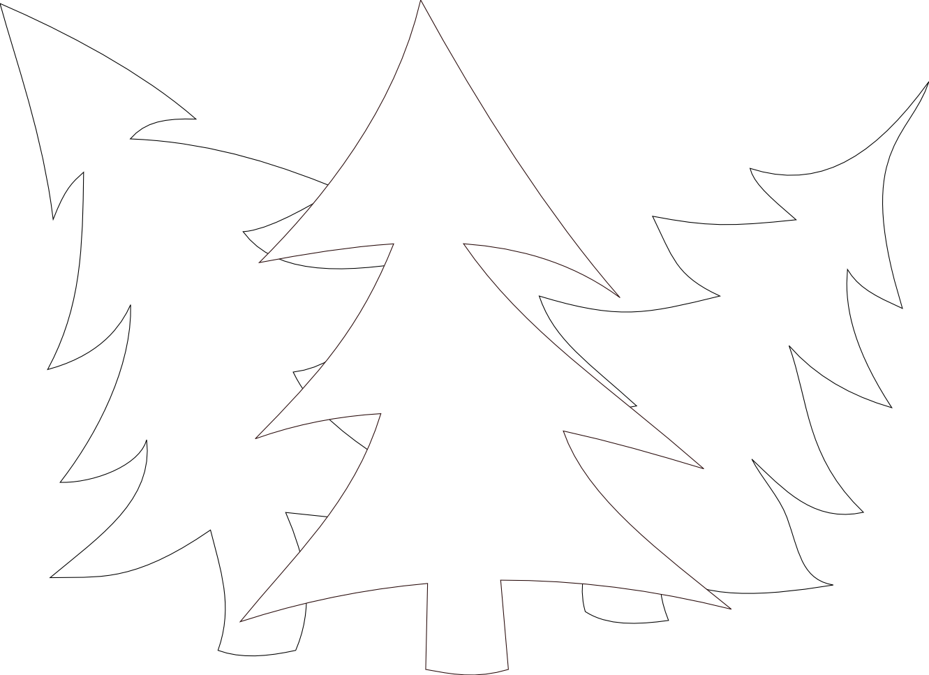 Images For Black And White Trees Clipart - Coloring Book (1331x967)
