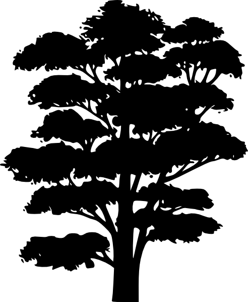 Girl Silhouette Clip Art Free - Trees Cartoon Black And White (492x598)