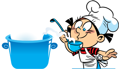 Clipart Yemek Pişiren Kız Çocuğu - Yemek Pişiren Çocuk (402x336)