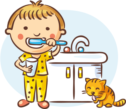 Clipart Dişini Fırçalayan Erkek Çocuk - 刷牙 素材 (500x400)