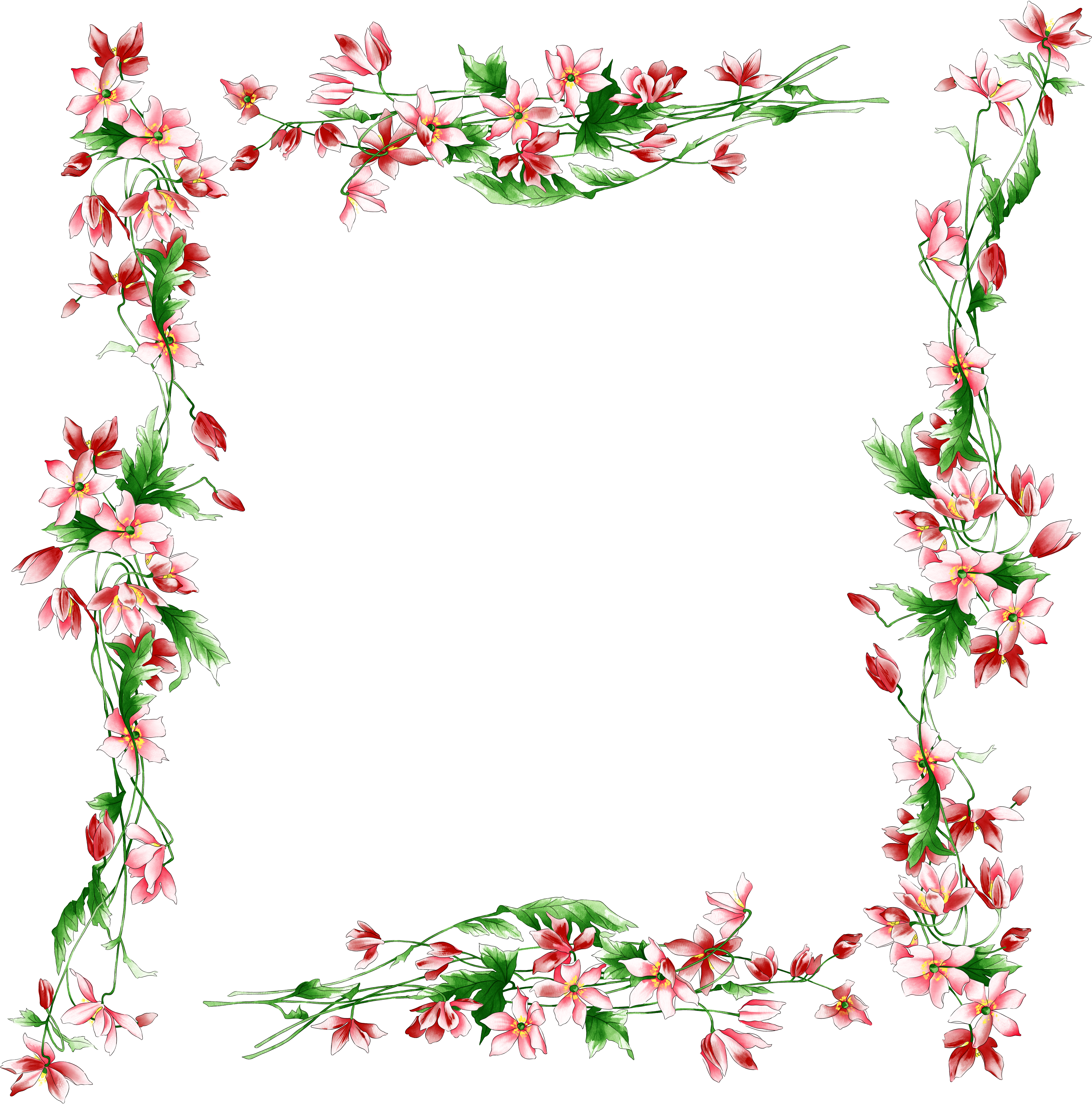 Border Flowers Rose Clip Art - Floral Border Clip Art (4278x4222)