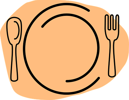 Restaurant Food Plate Dinner Cutlery Orang - รูป อาหาร Png (440x340)