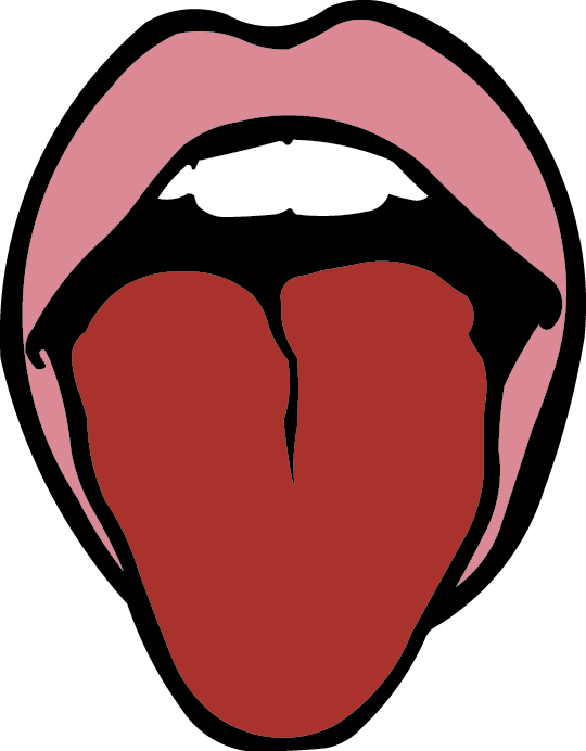 Lips And Tongue Graphic - Tonge Black And White Clip Art (540x692)