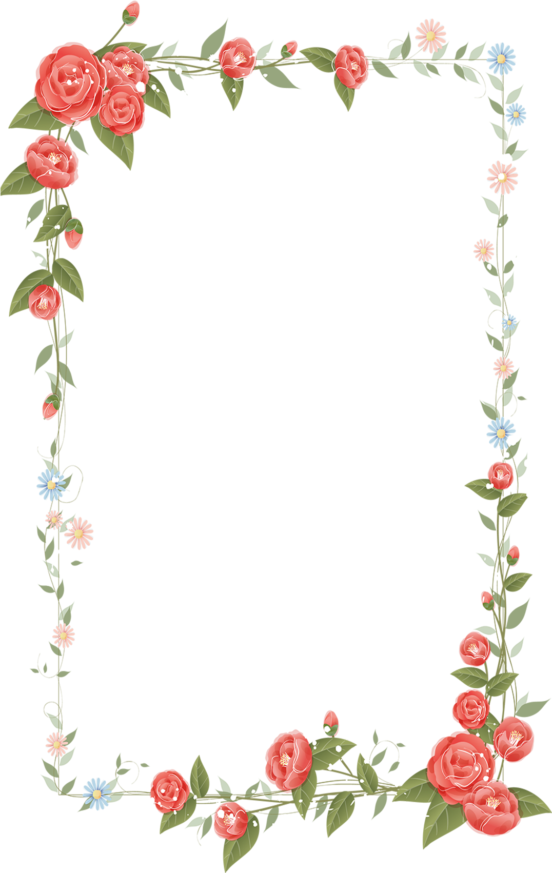Border Flowers Drawing Clip Art - Frame Border Flower Design Transparent (1080x1788)