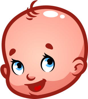 Clipart Gülen Bebek Başı - Baby Wink Cartoon (439x415)