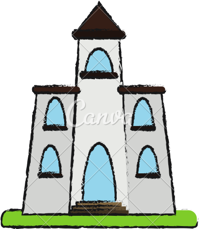 Church Cartoon Flat Illustration Draw - Vector Graphics (550x550)