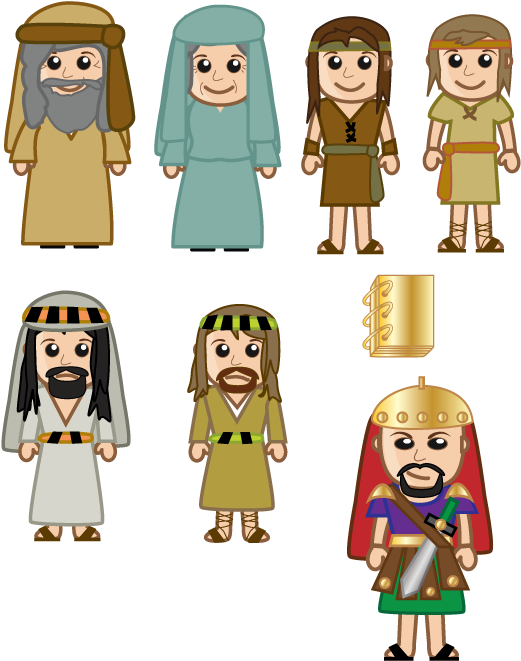 Nephi And Brass Plates - Lehi And His Family (612x792)