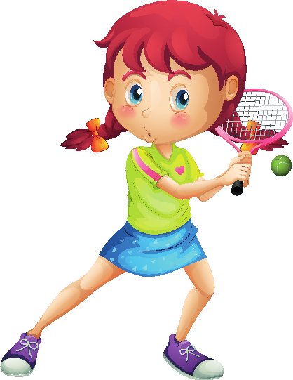 Young Girl Playing Tennis Clipart (418x541)