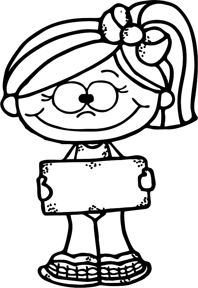 Character Skittles Clipart - Girl Clipart Png Black And White (659x959)