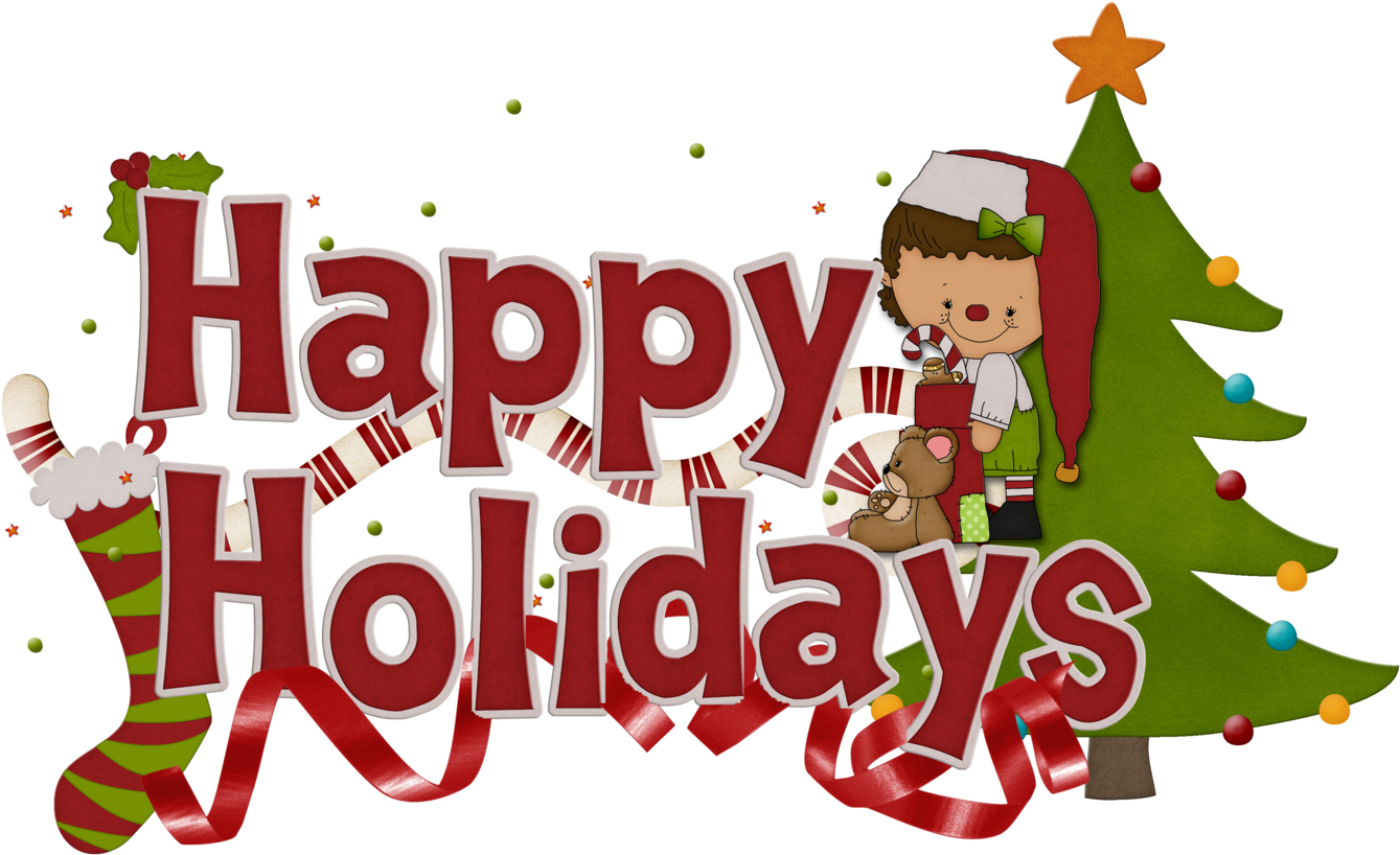 Happy Holidays Cliparts - Happy Holidays Christmas Trees (1402x919)