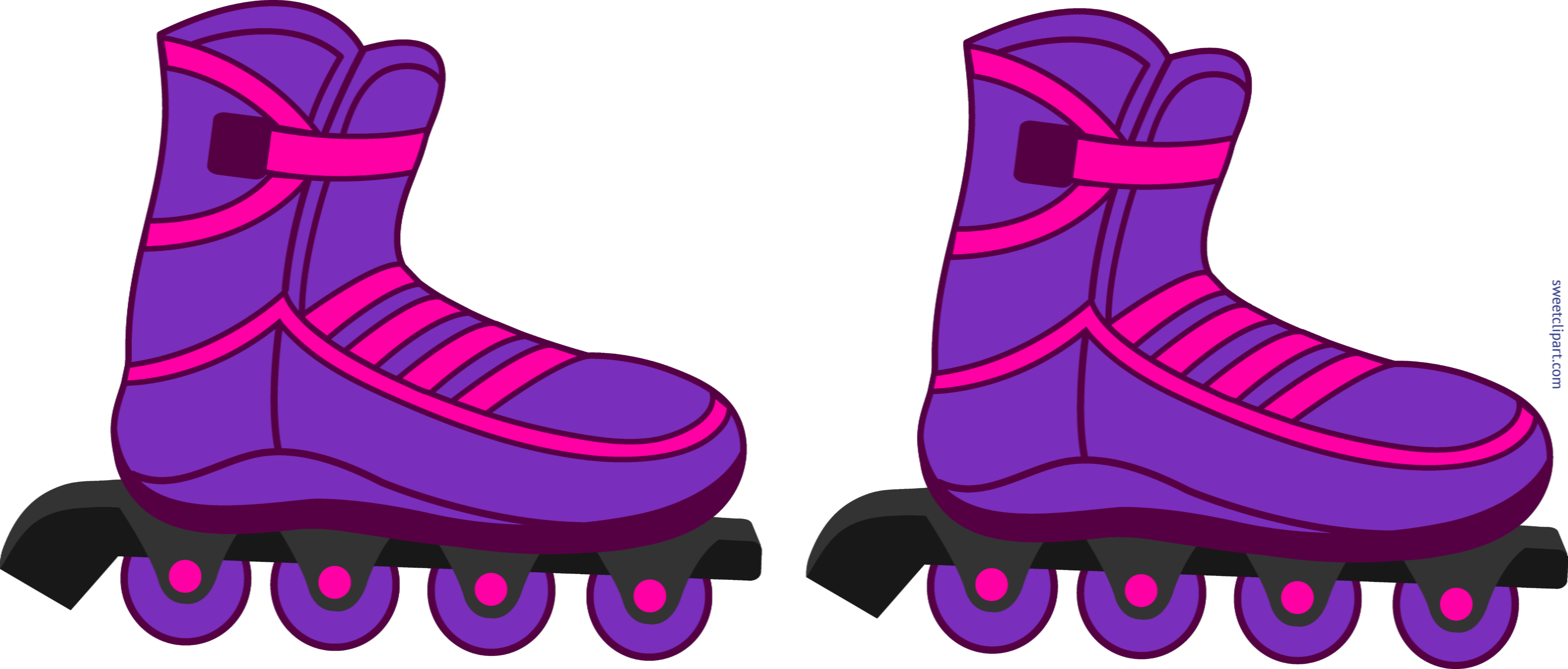 Rollerblades Purple Clip Art - Roller Blades Clipart (8285x3534)