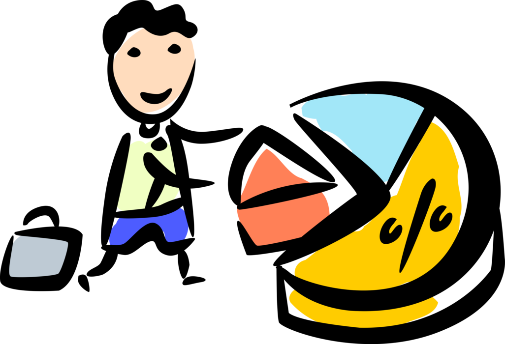 Vector Illustration Of Businessman Takes Slice Of Pie - Vector Illustration Of Businessman Takes Slice Of Pie (1026x700)