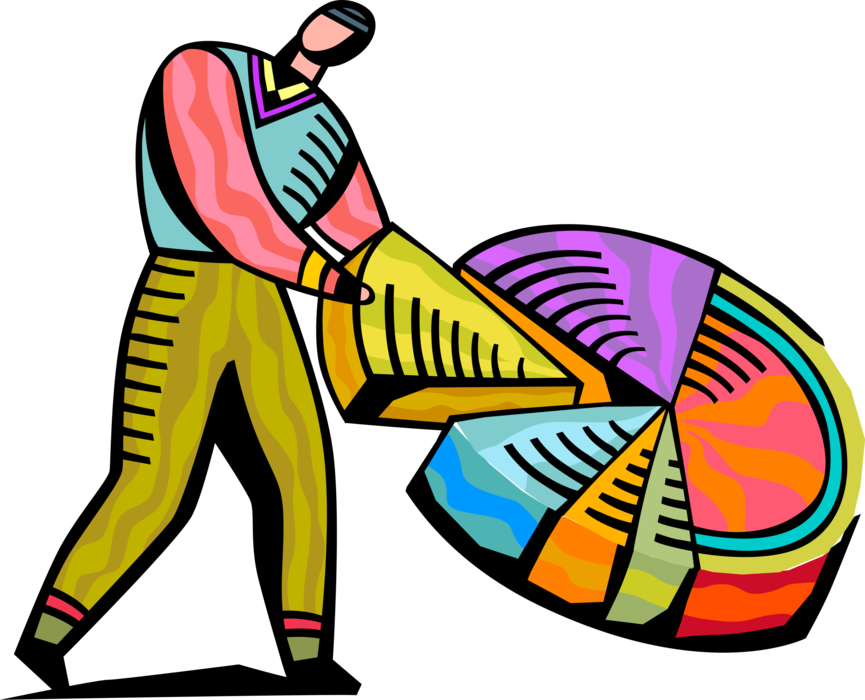 Vector Illustration Of Businessman Takes Slice Of Pie - Vector Illustration Of Businessman Takes Slice Of Pie (865x700)