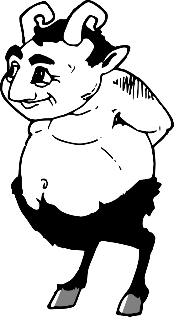 Faun Black White Line Art Christmas Xmas Toy Scalable - Faun Clipart (555x1012)