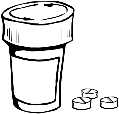 Bottle Pill Container Medicine Pills Presc - Pill Bottle Line Art (500x478)