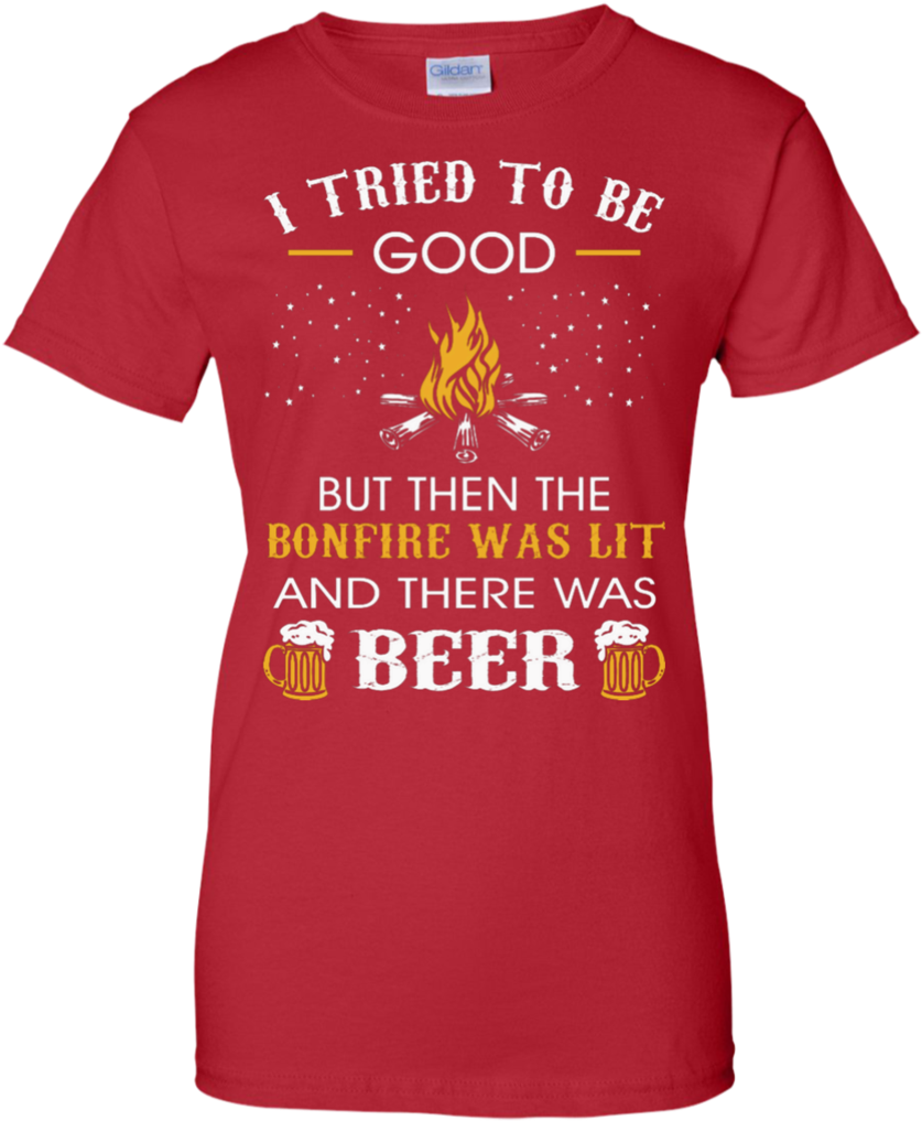 I Tried Be Good But Then Bonfire Lit Beer Camping Tshirt - Happy Anniversary From Snoopy (1024x1024)