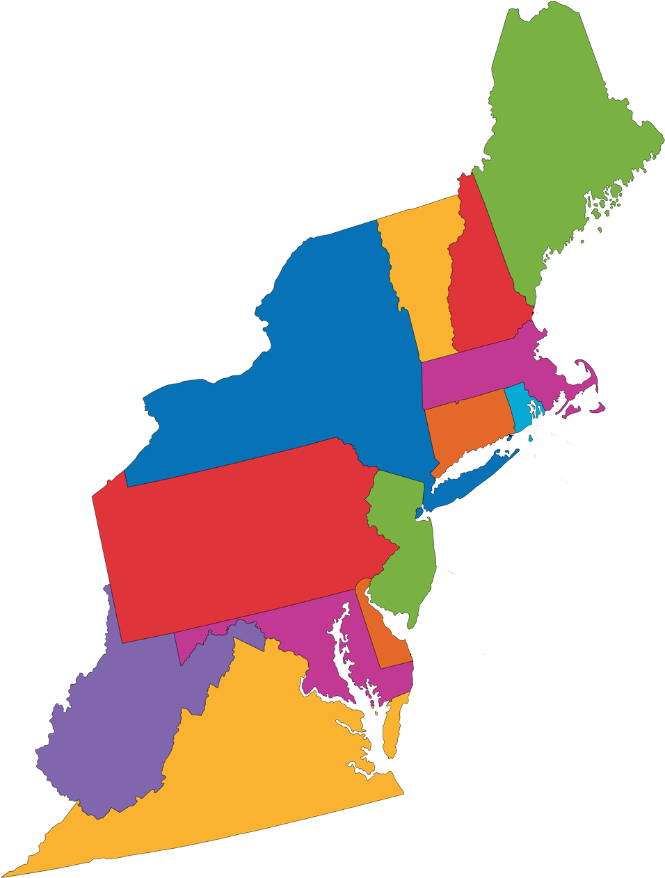 Image Information Size - Map Of The Northeast Region (1000x1309)