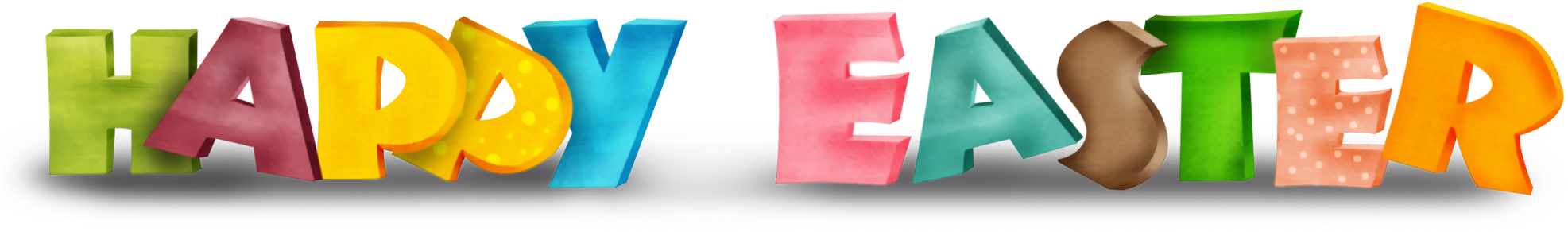 Happy Easter Multicolor Png Clipart - Clip Art (2000x313)