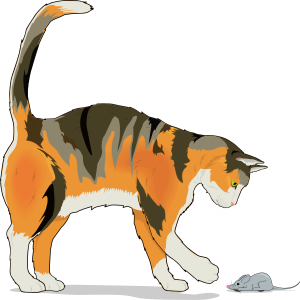 Cat With Mouse Clip Art - Cat And Mouse Throw Blanket (600x600)