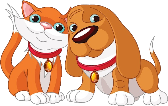 Dog And Cat Clipart Png - Dog And The Cat Cartoon (600x400)