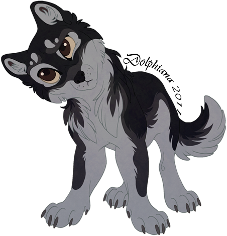 Wolf By Dolphydolphiana - Anime Black Wolf Chibi (500x523)