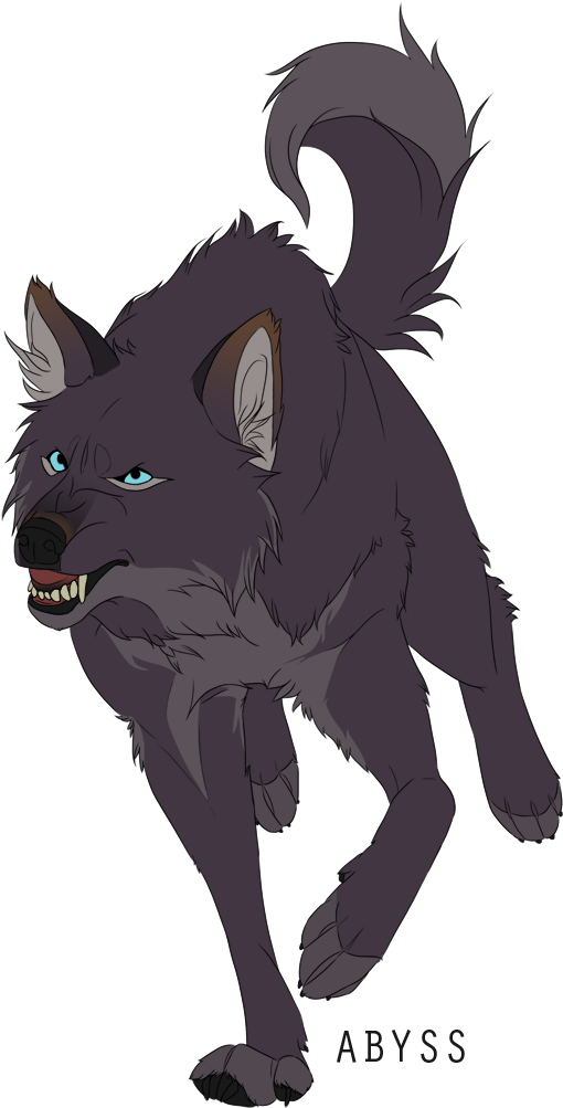 Wolves / Dark Gray, Blue-eyed Wolf / - Gray Wolf Anime Drawing (580x1028)