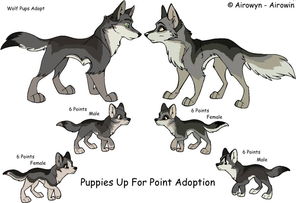 Timber Wolf Family Closed By Triplemoonstudios - Wolf Family Drawing (1024x709)