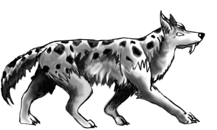 Spotted Wolf Pose By Reneeyv - Black And White Spotted Wolf (900x540)