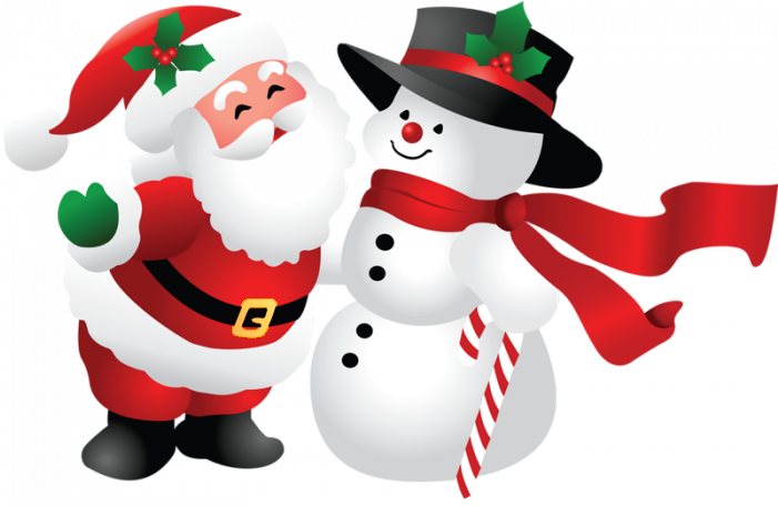 Snowman And Santa Claus Png - Pere Noel Et Bonhomme De Neige (713x473)