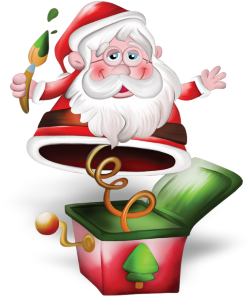 Christmas Jack In Box Santa Clip Art - Santa Claus (600x627)