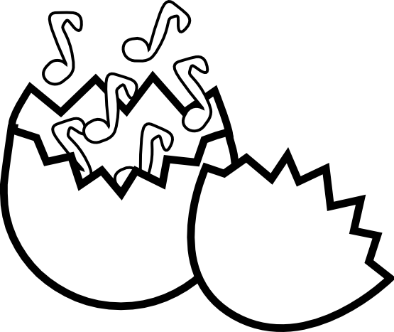 Music From Egg Black White Line Easter 555px - Music Easter Egg Png (555x467)