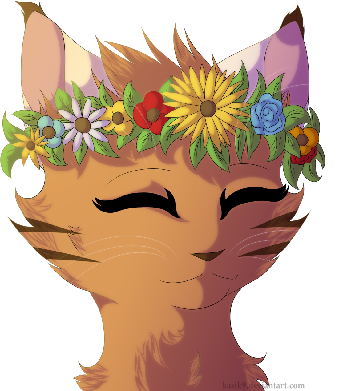Flower Crowns Are Pretty By Kasik9-d8w38lb - Cat With Flower Crown Art (1280x1280)