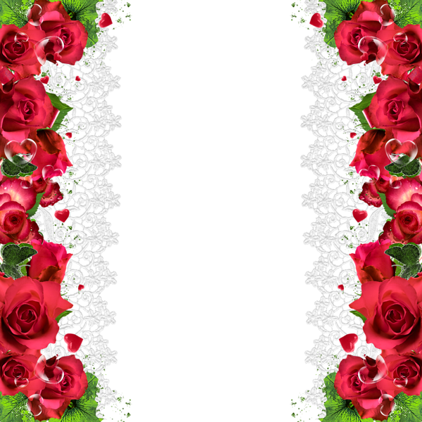 Rose Flower Red Clip Art - Rose Flower Border Png (600x600)