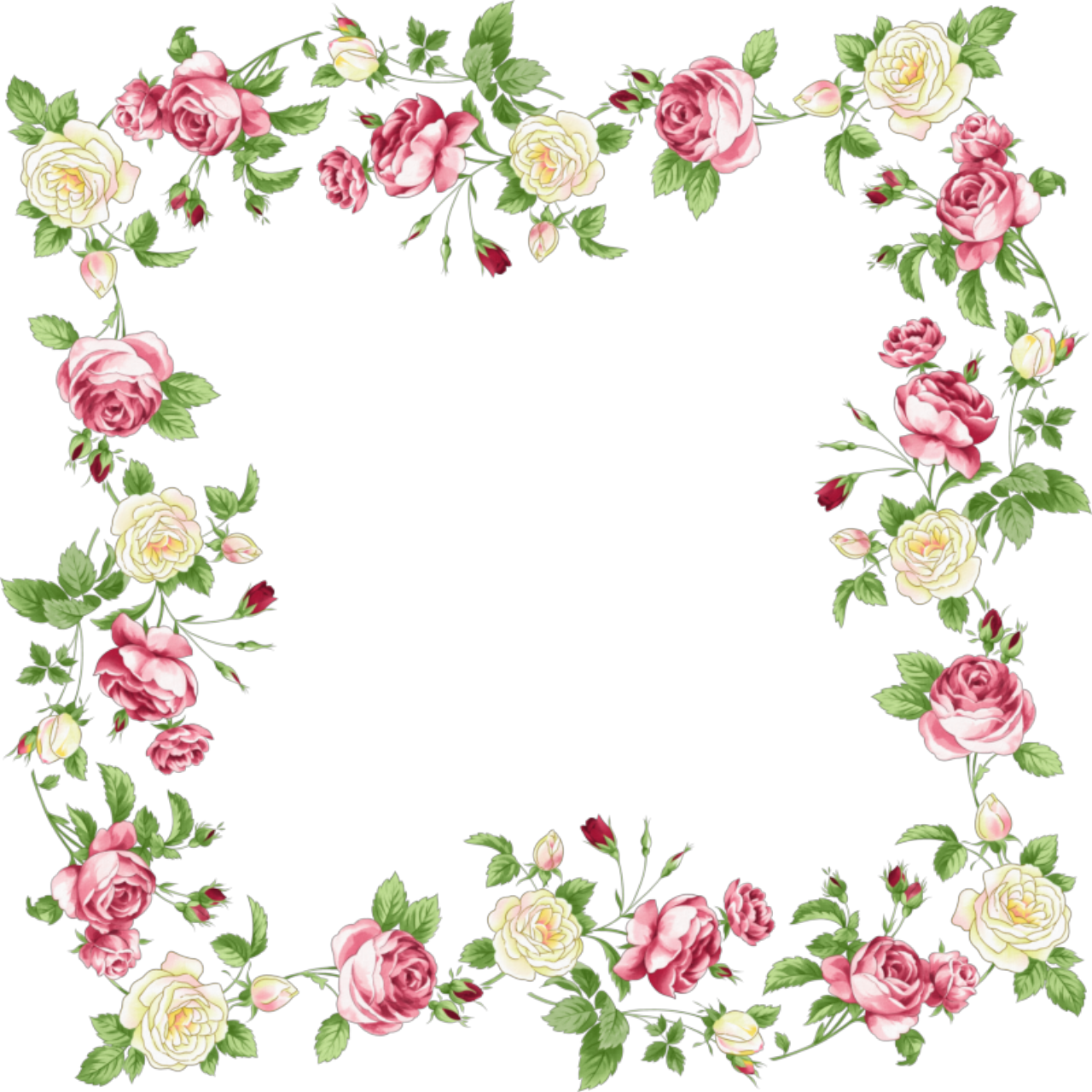 Pink Flower Frames And Borders - Transparent Flower Border Png (1280x1280)