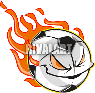 Soccer Clipart Flame - Soccer Ball With Flames (361x356)